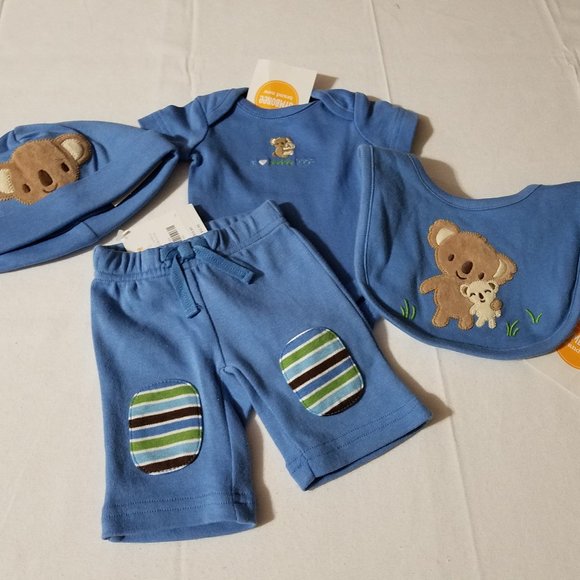 Gymboree Koala Bear NWT Up to 5 lb pants, bodysuit, bib, 3-6 hat set.